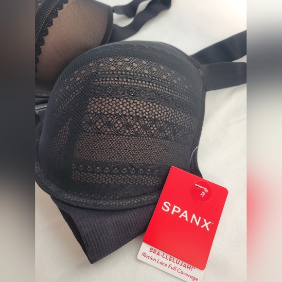 NWT Spanx Bra-llelujah! Illusion Lace Full Coverage Bra Black - Picture 4 of 11